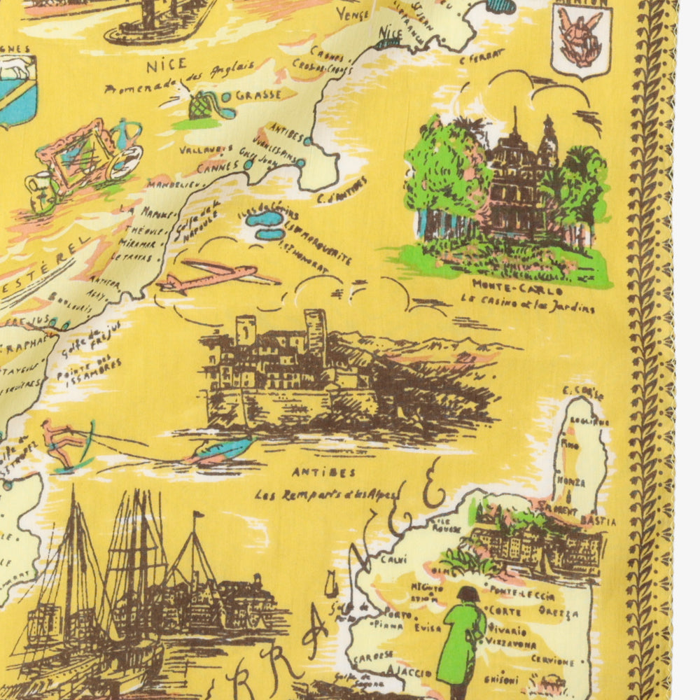 Côte d'Azur Map Bandana Beige / BBB1312-Cotedazur-c1