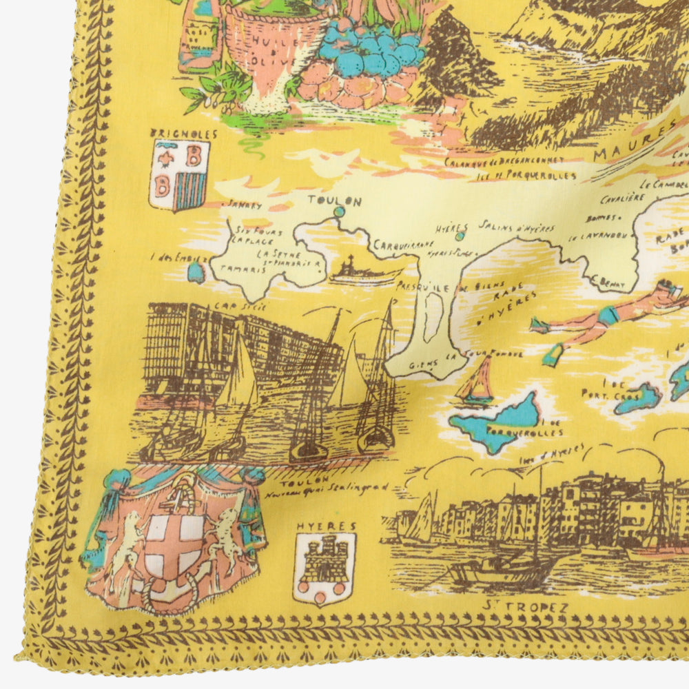 Côte d'Azur Map Bandana Beige / BBB1312-Cotedazur-c1