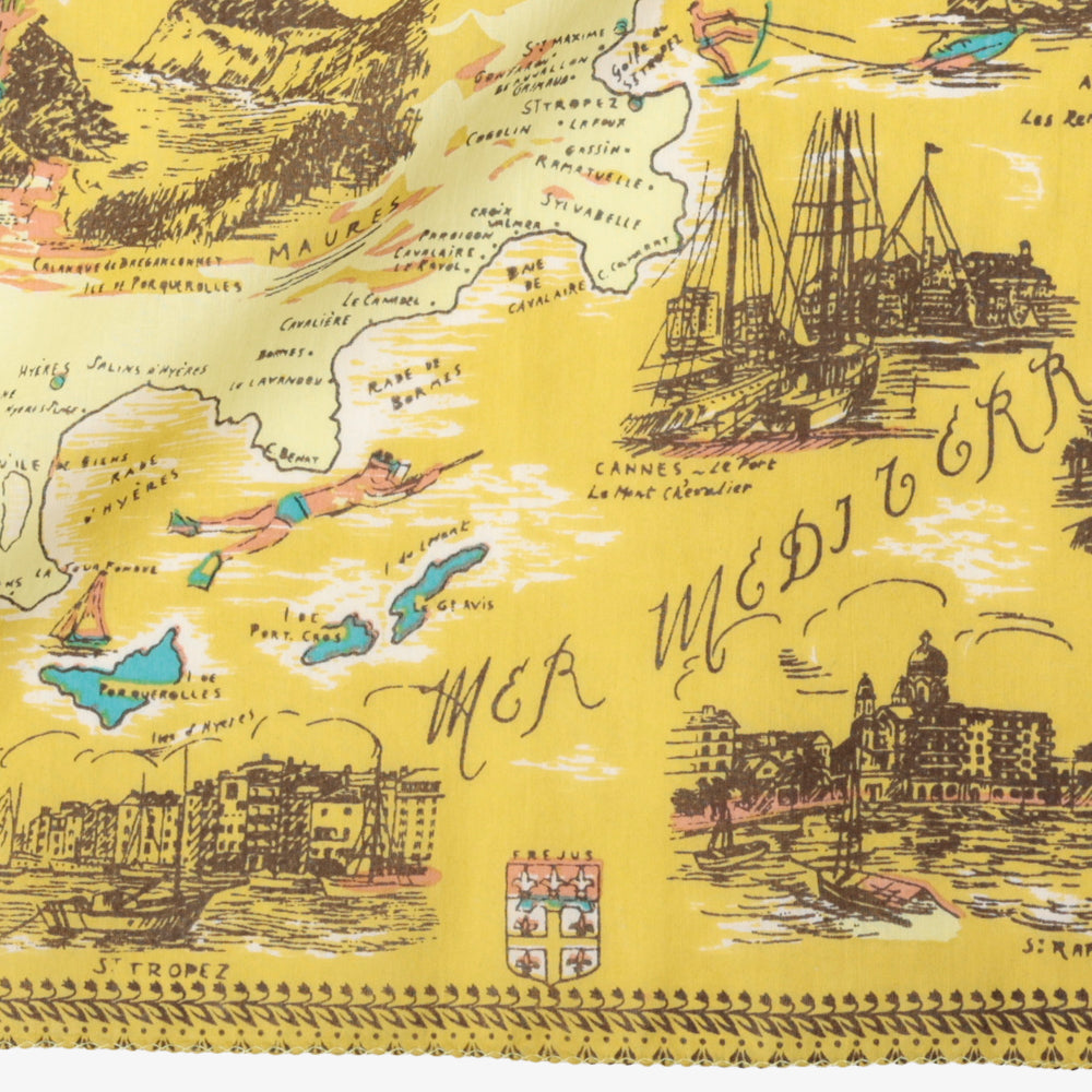 Côte d'Azur Map Bandana Beige / BBB1312-Cotedazur-c1