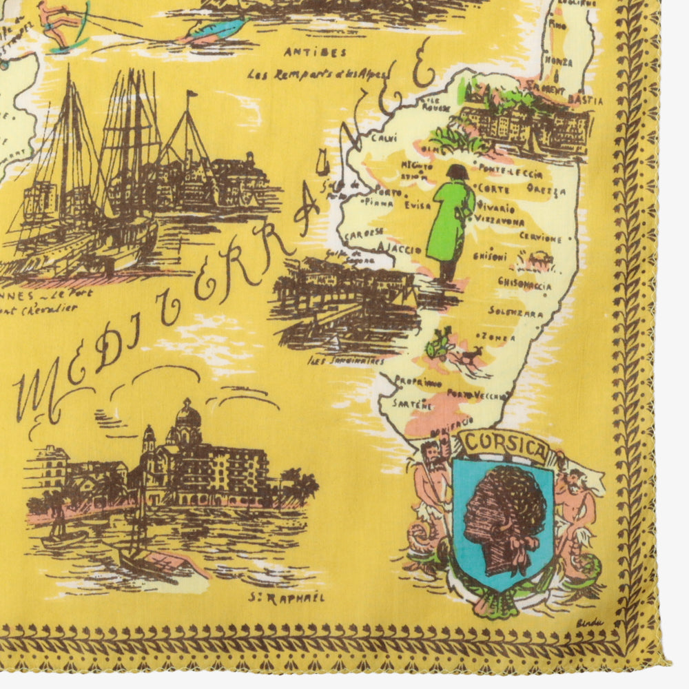 Côte d'Azur Map Bandana Beige / BBB1312-Cotedazur-c1