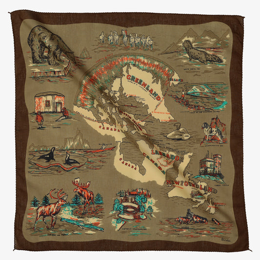 Greenland マップバンダナ Olive / BBB1312-Greenland-c1