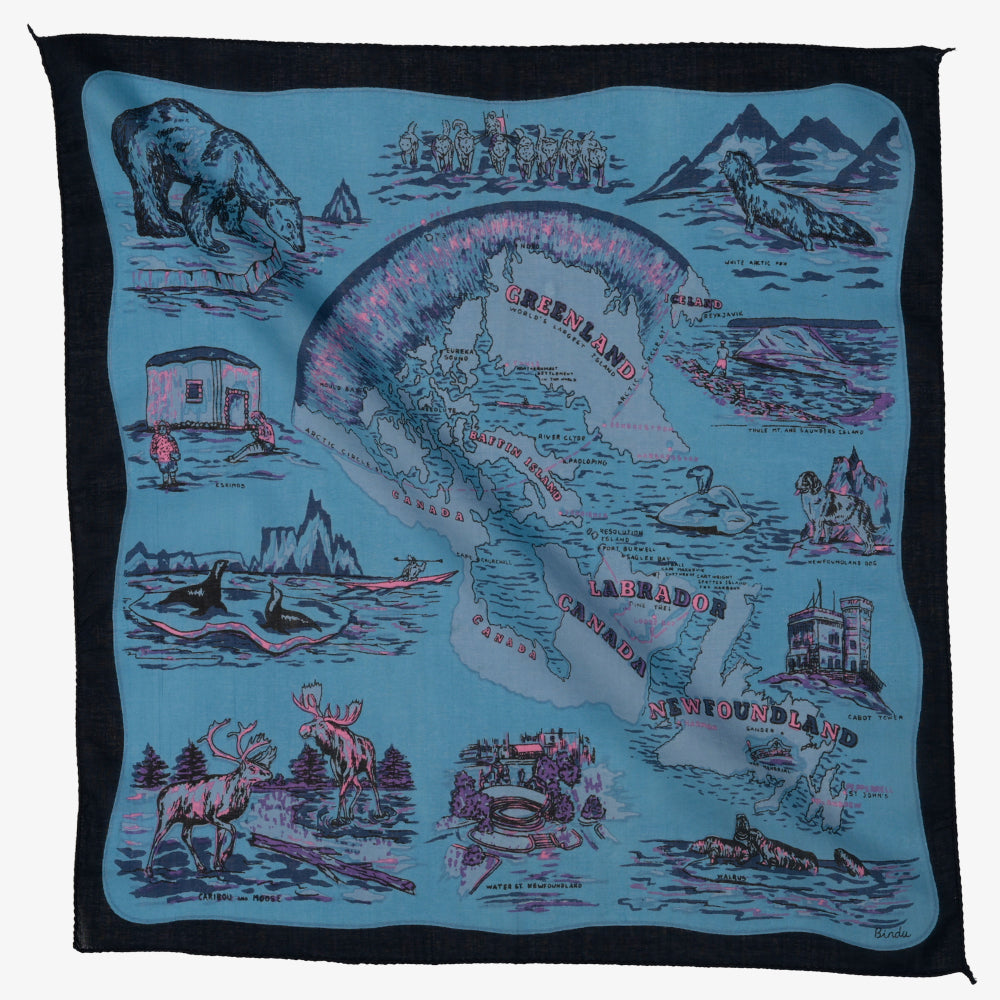 Greenland マップバンダナ Blue / BBB1312-Greenland-c2