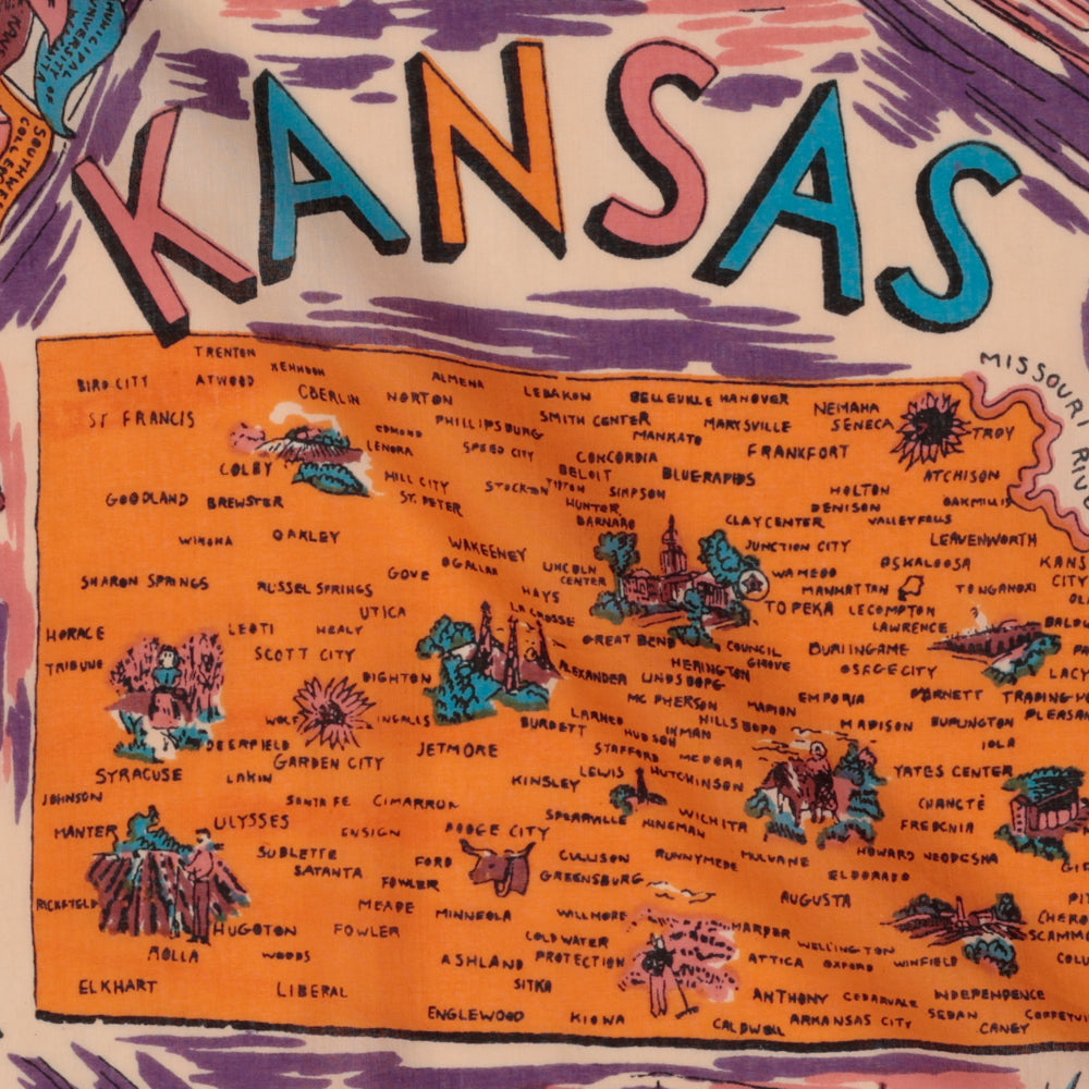 Kansas マップバンダナ Pink / BBB1312-Kansas-c2