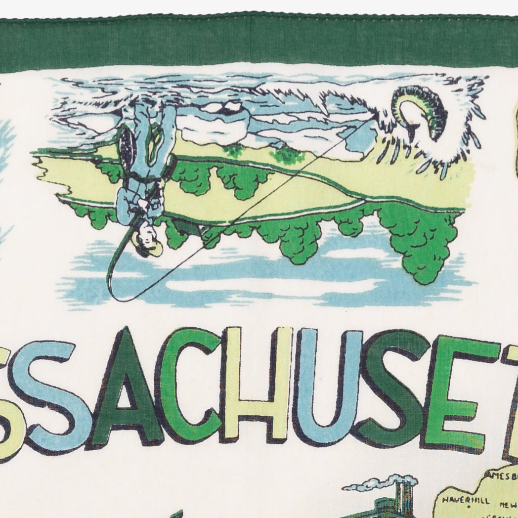 Massachusetts Map Print Bandana Green / BBB1312 Massachusetts-c1