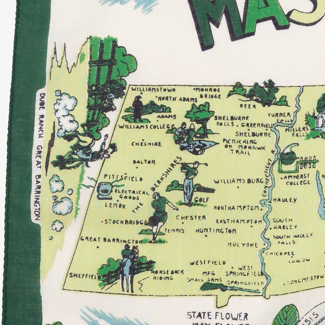 Massachusetts Map Print Bandana Green / BBB1312 Massachusetts-c1