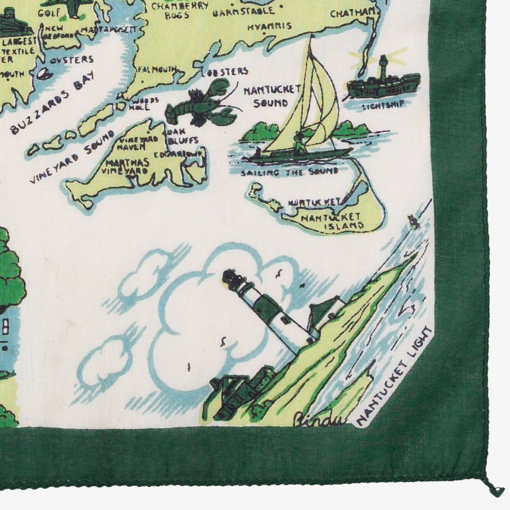 Massachusetts Map Print Bandana Green / BBB1312 Massachusetts-c1