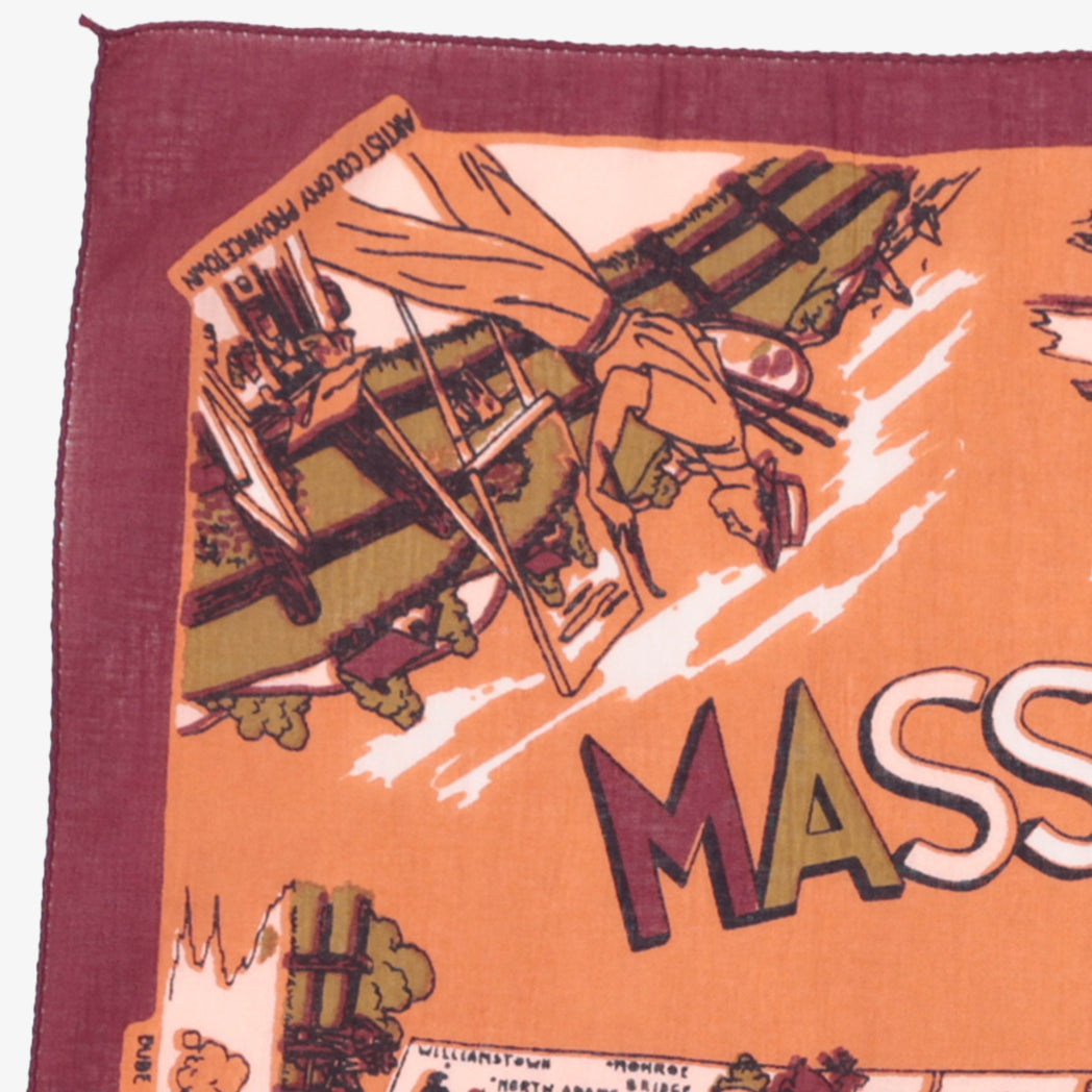 Massachusetts Map Print Bandana Maroon / BBB1312 Massachusetts-c2