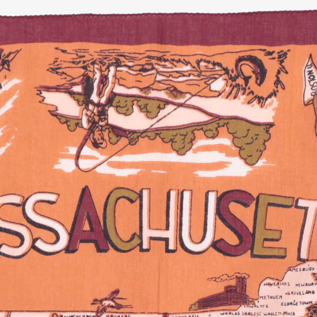 Massachusetts Map Print Bandana Maroon / BBB1312 Massachusetts-c2