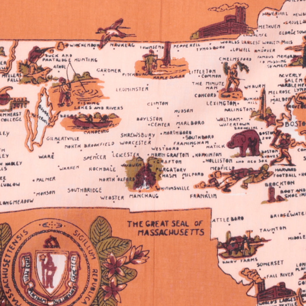 Massachusetts Map Print Bandana Maroon / BBB1312 Massachusetts-c2