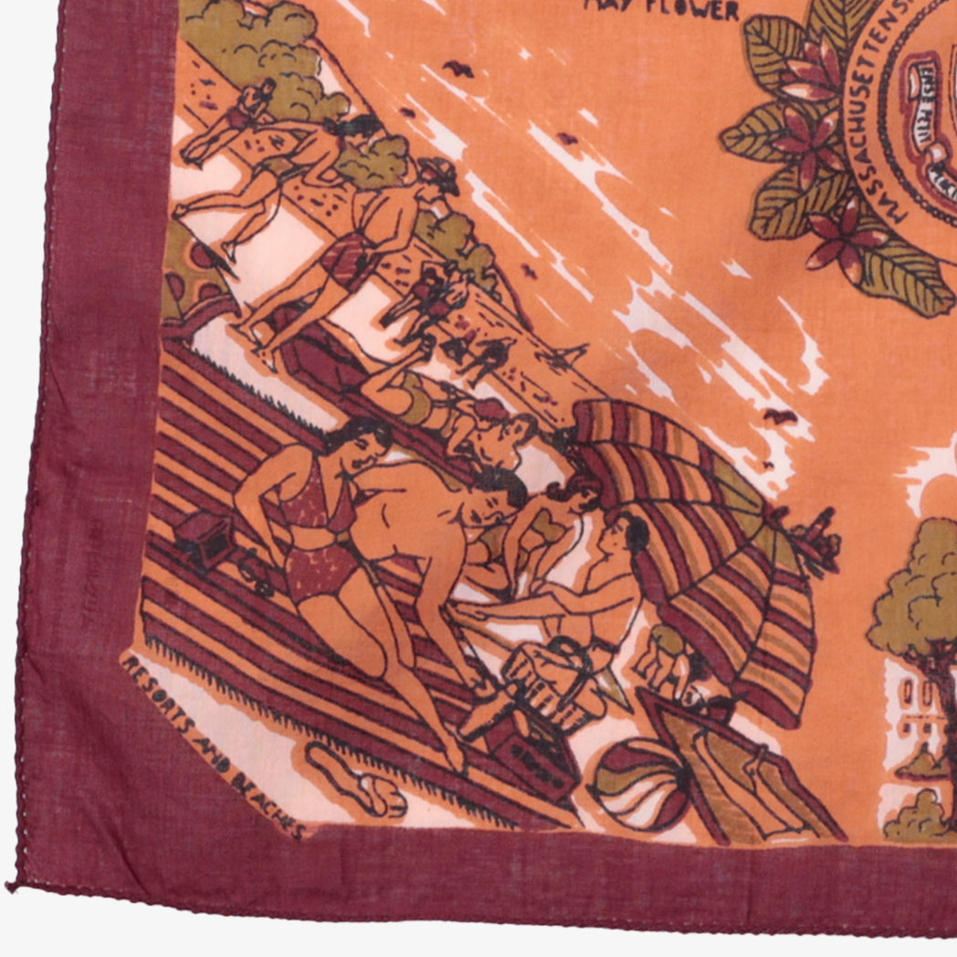 Massachusetts Map Print Bandana Maroon / BBB1312 Massachusetts-c2