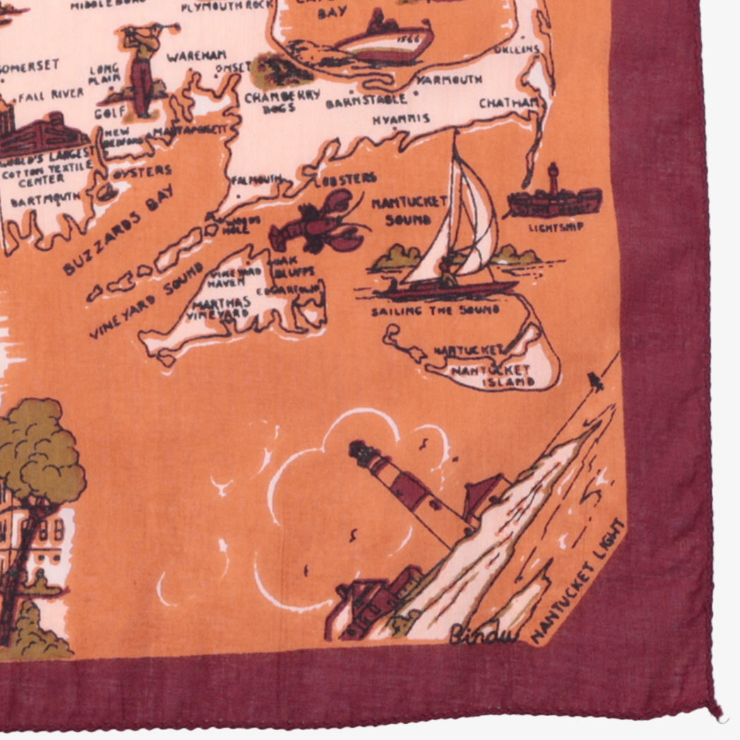 Massachusetts Map Print Bandana Maroon / BBB1312 Massachusetts-c2