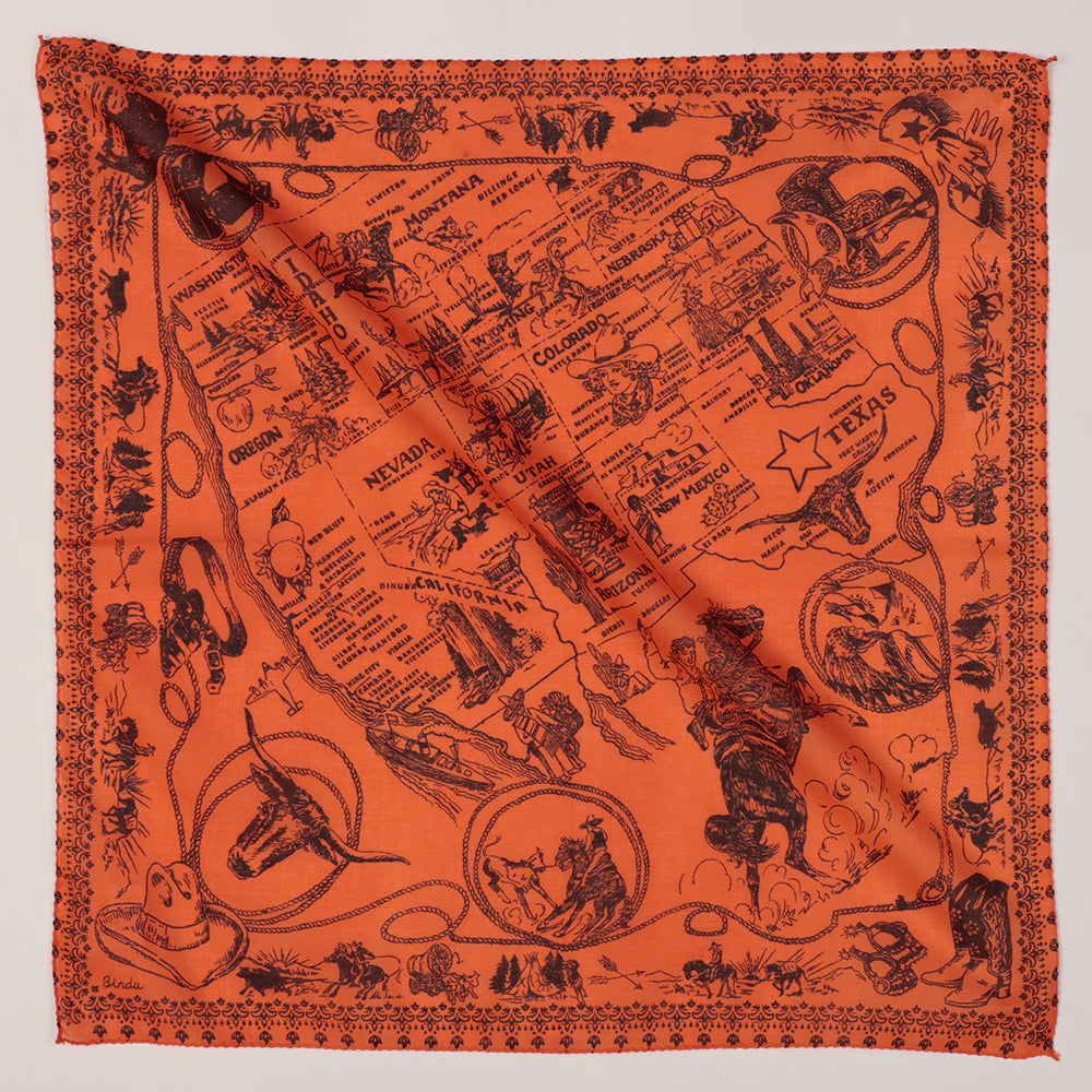 Mid West マップバンダナ Tangerine / BBB1312-Midwest-c1