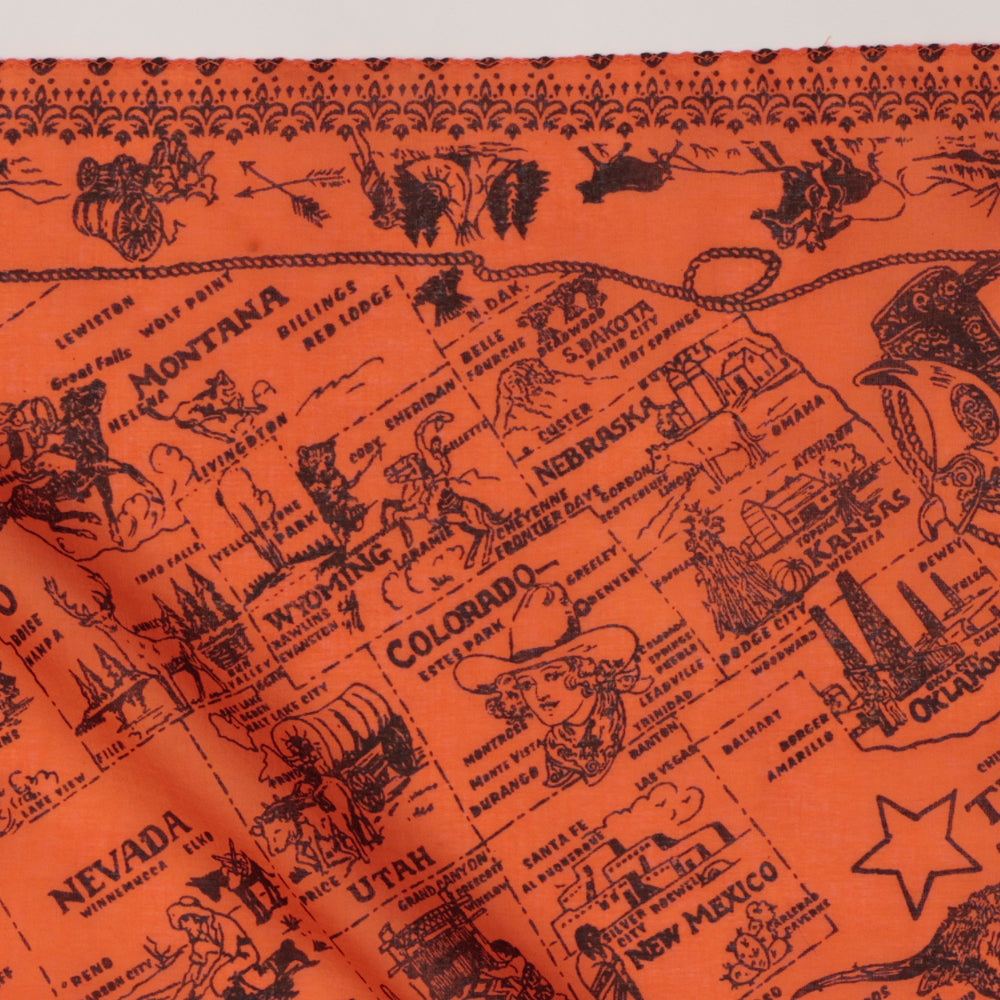 Mid West マップバンダナ Tangerine / BBB1312-Midwest-c1