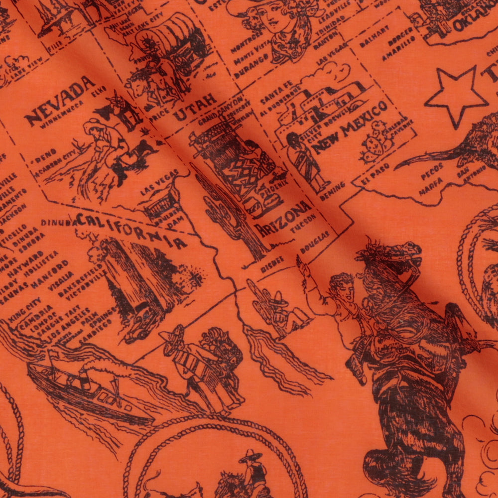 Mid West マップバンダナ Tangerine / BBB1312-Midwest-c1