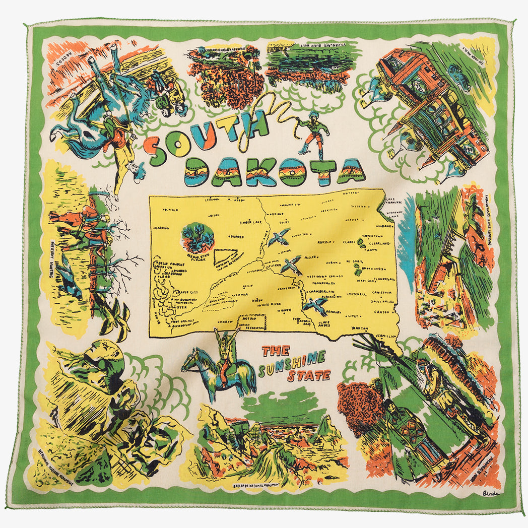 South Dakota Map Print Bandana Yellow / BBB1312 SouthDakota-c1