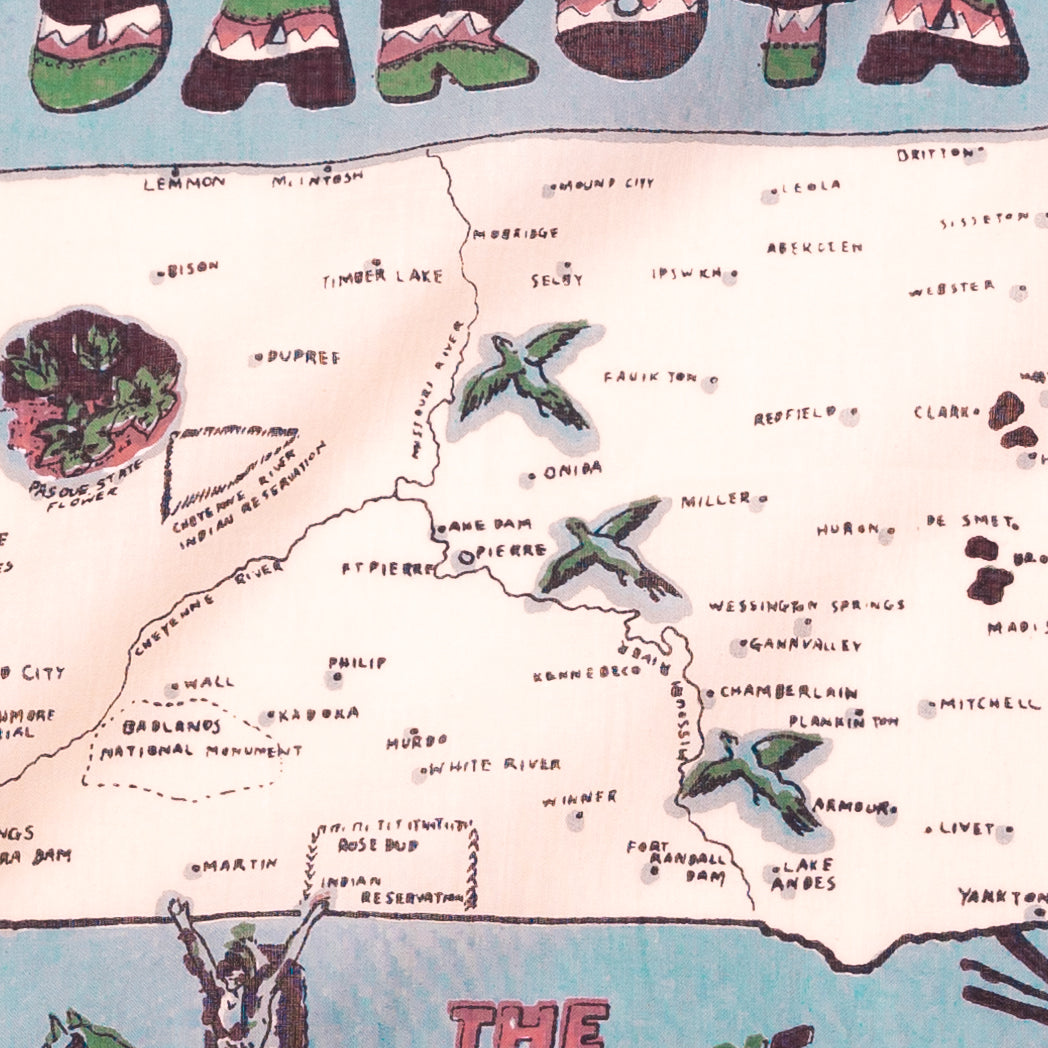 South Dakota Map Print Bandana Saxe / BBB1312 SouthDakota-c2