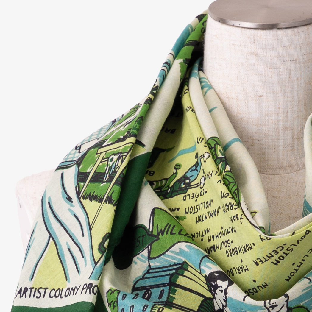 Massachusetts Map Print Scarf Green / BBB1313 Massachusetts-c1