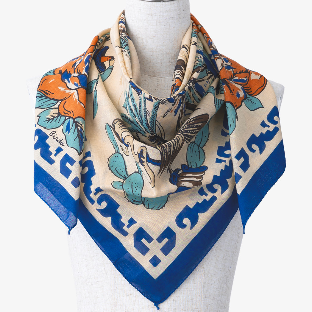 Tijuana 2 Map Print Scarf Blue / BBB1313 Tijuana2-c1