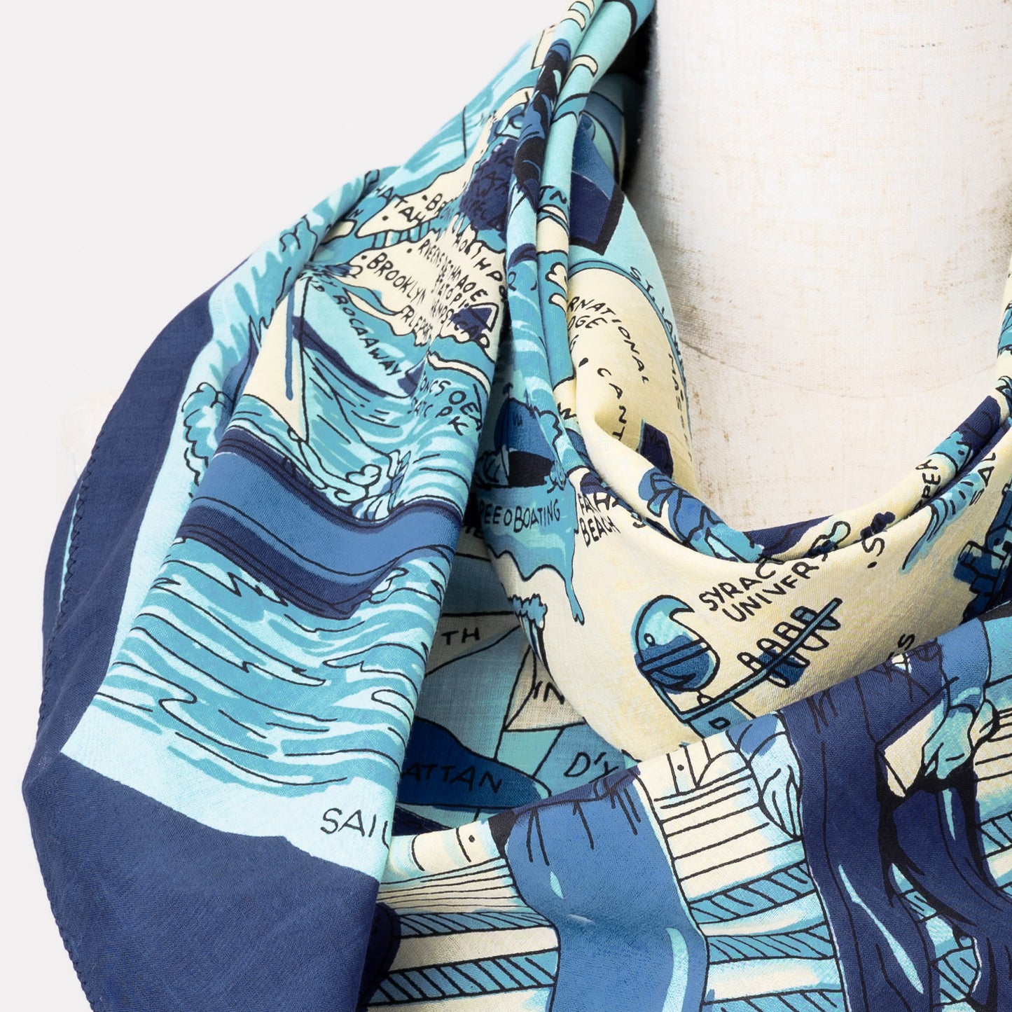 ニューヨーク１ マッププリント スカーフ Blue / BBB1313-NY1-c1