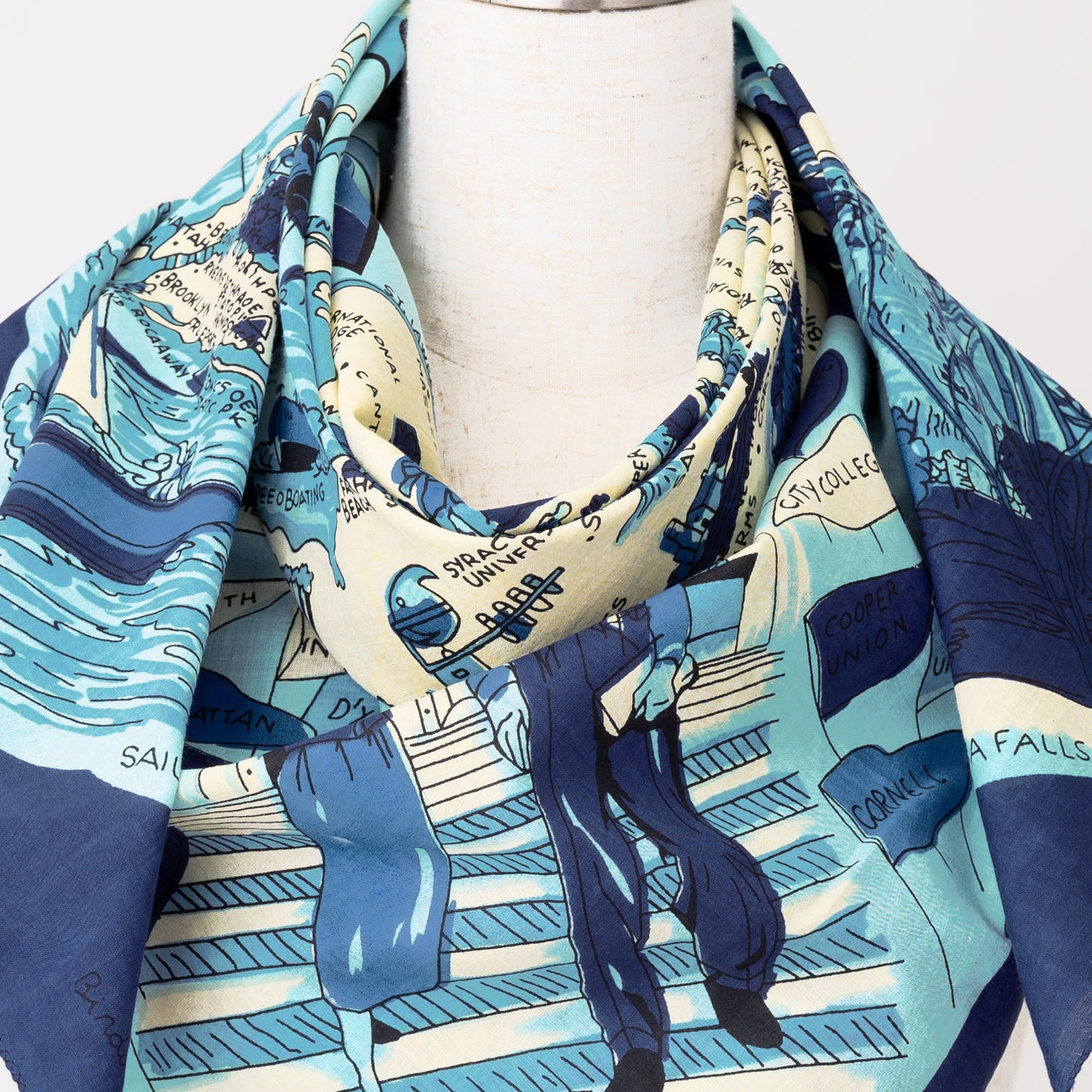 ニューヨーク1 マッププリント スカーフ Blue / BBB1313-NY1-c1