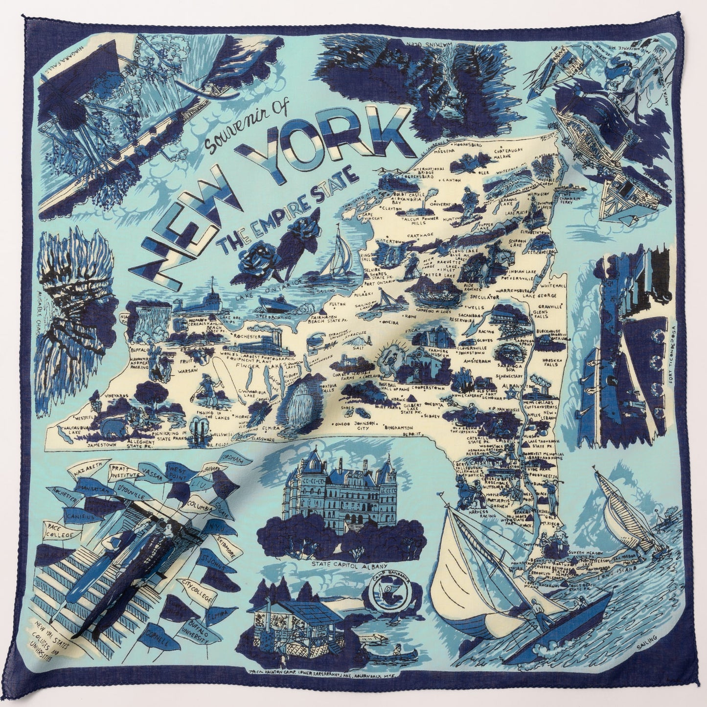 ニューヨーク１ マッププリント スカーフ Blue / BBB1313-NY1-c1