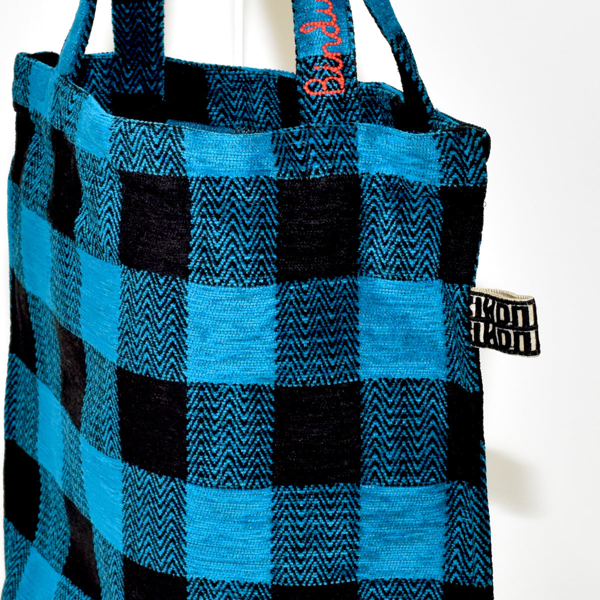 Chenille Buffalo Plaid Jacquard Small Tote Bag ジャカードトートバッグ / BBB-2086 c#2 Turquoise