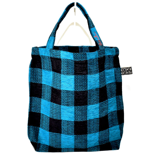 Chenille Buffalo Plaid Jacquard Small Tote Bag ジャカードトートバッグ / BBB-2086 c#2 Turquoise