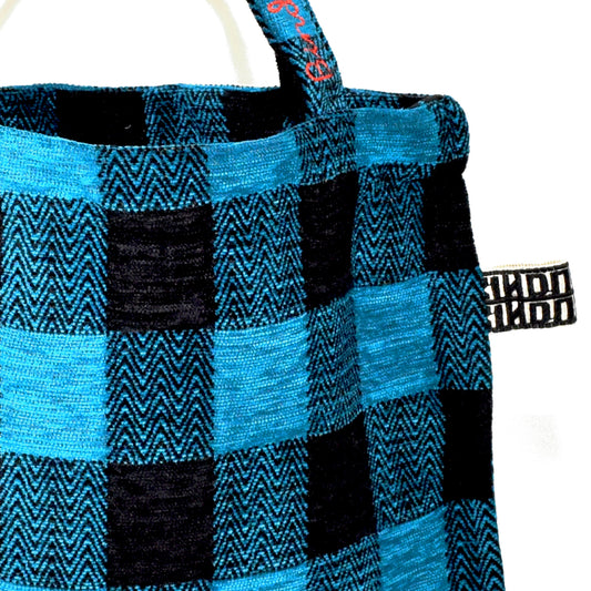 Chenille Buffalo Plaid Jacquard Small Tote Bag ジャカードトートバッグ / BBB-2086 c#2 Turquoise