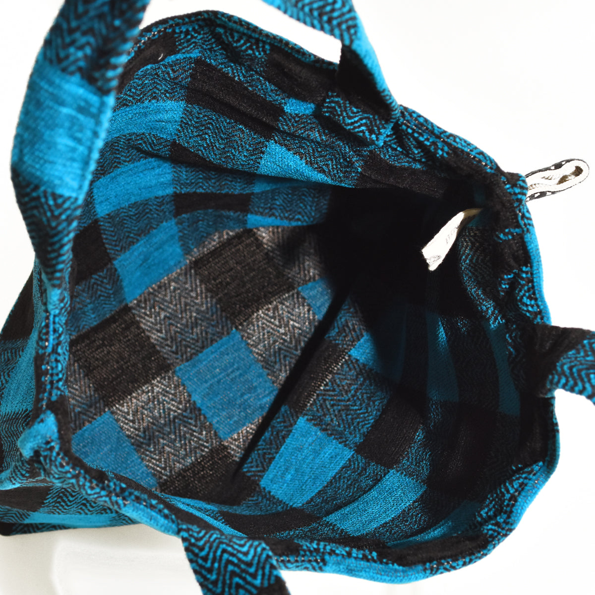 Chenille Buffalo Plaid Jacquard Small Tote Bag ジャカードトートバッグ / BBB-2086 c#2 Turquoise