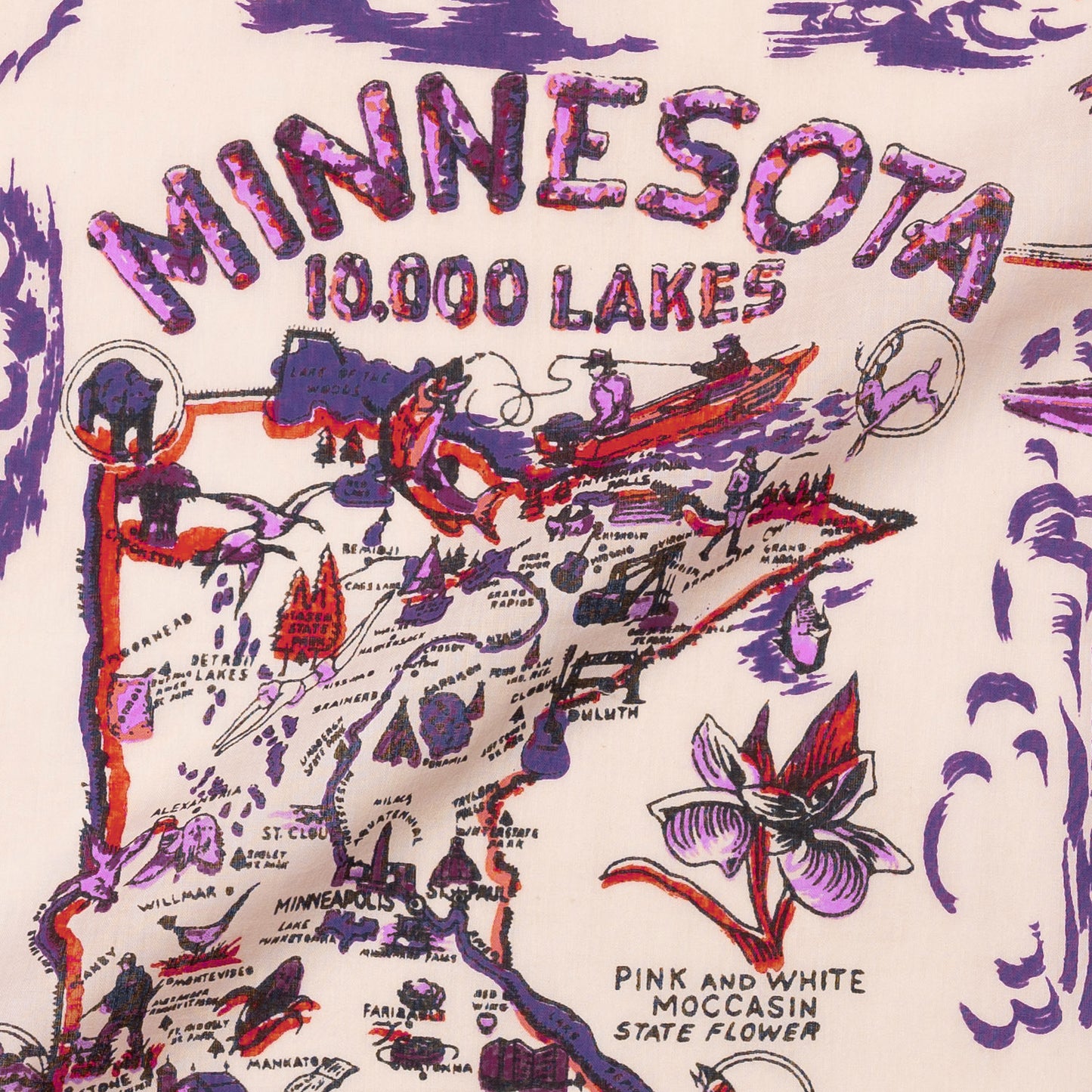 ミネソタ マッププリント バンダナ Red / BBB1312-Minnesota-c1