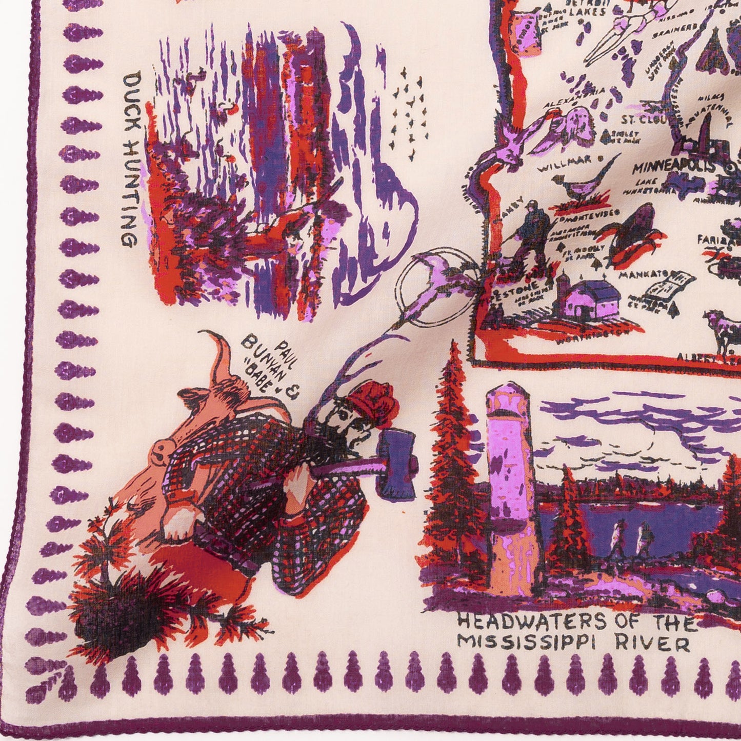 ミネソタ マッププリント バンダナ Red / BBB1312-Minnesota-c1