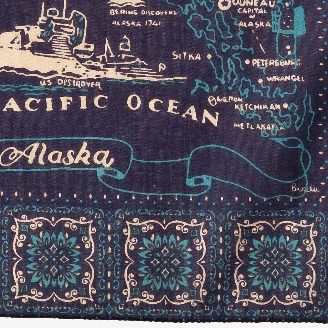 Alaska2 Map Bandana Navy アラスカ マッププリント バンダナ 2 / BBB1312ALK C2