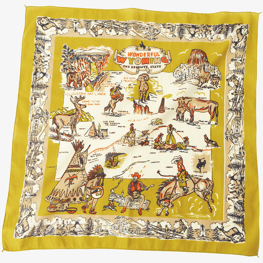 Wyoming Map Bandana Beige ワイオミング マッププリント バンダナ / BBB1312WYM C1