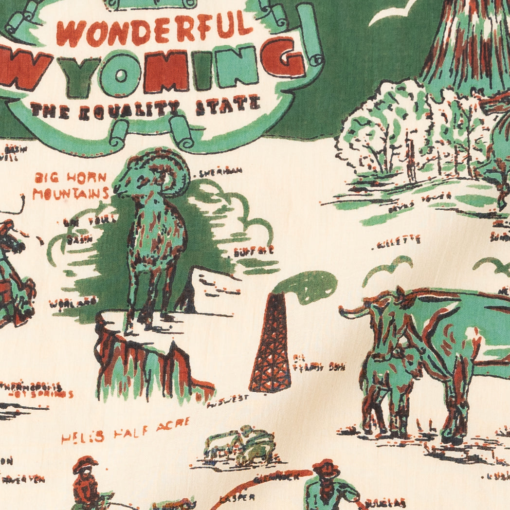 Wyoming Map Bandana Green ワイオミング マッププリント バンダナ / BBB1312WYM C2