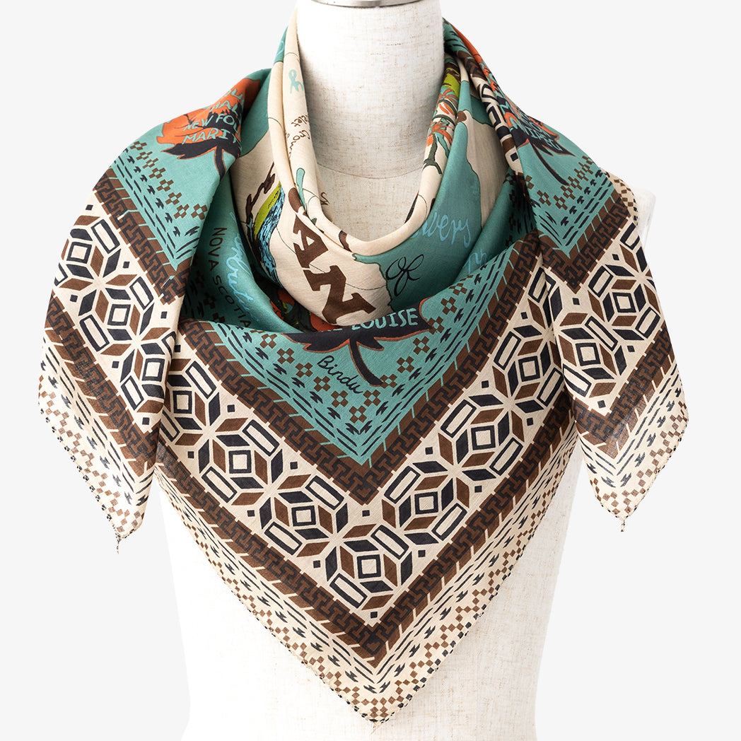 キャンディキャンディスカーフ① Canada Map Scarf Mint カナダ マッププリント スカーフ / BBB1313 C2
