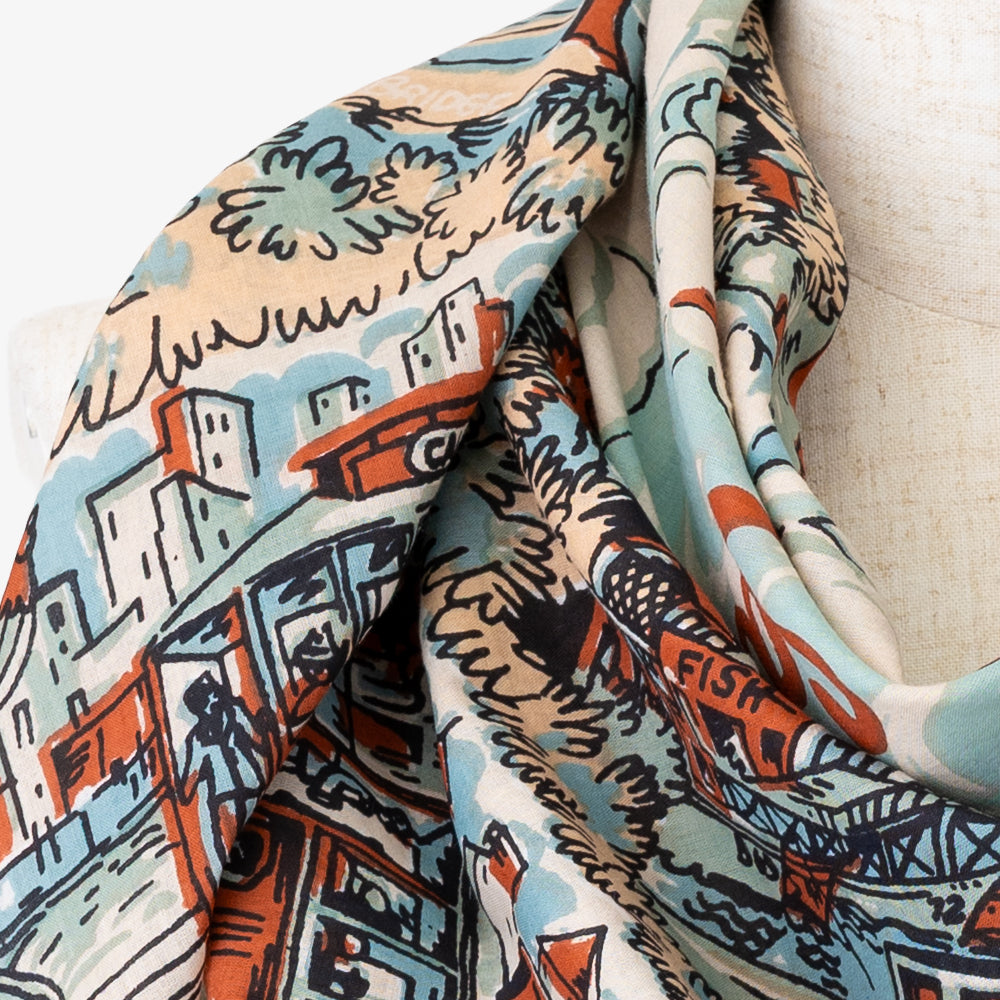 SF マップスカーフ Blue / BBB1313-SF-c3