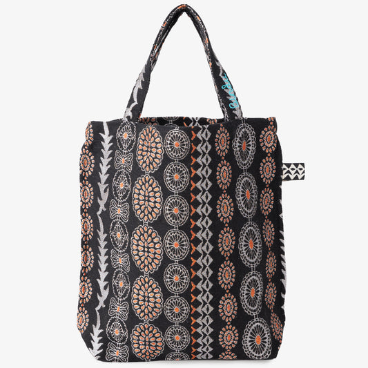 BBB2079C2 Joshua Jacquard Small Reverse Tote Bag Jacquard Tote Bag Black