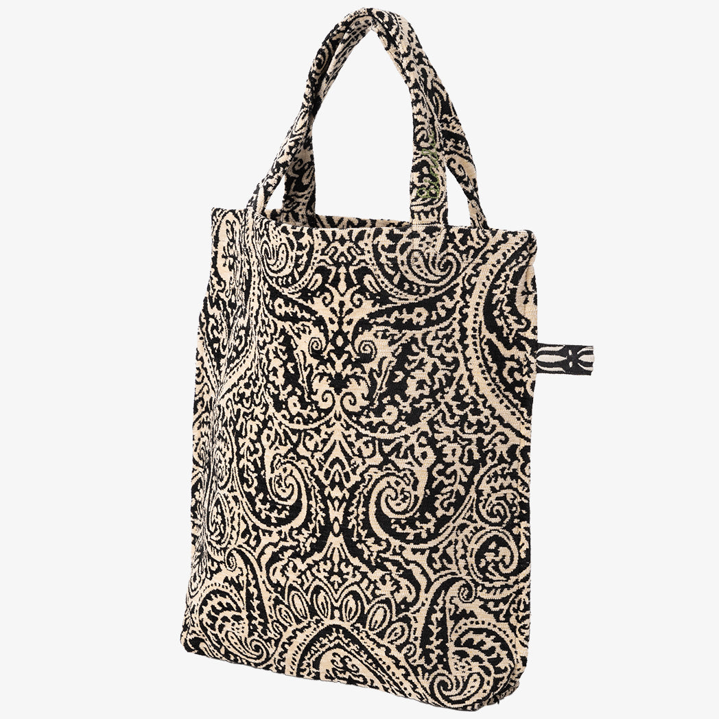 Chenille Robbie Paisley Jacquard Small Reverse Tote Bag ジャカードトートバッグ / BBB-2094 c#1 Natural Black