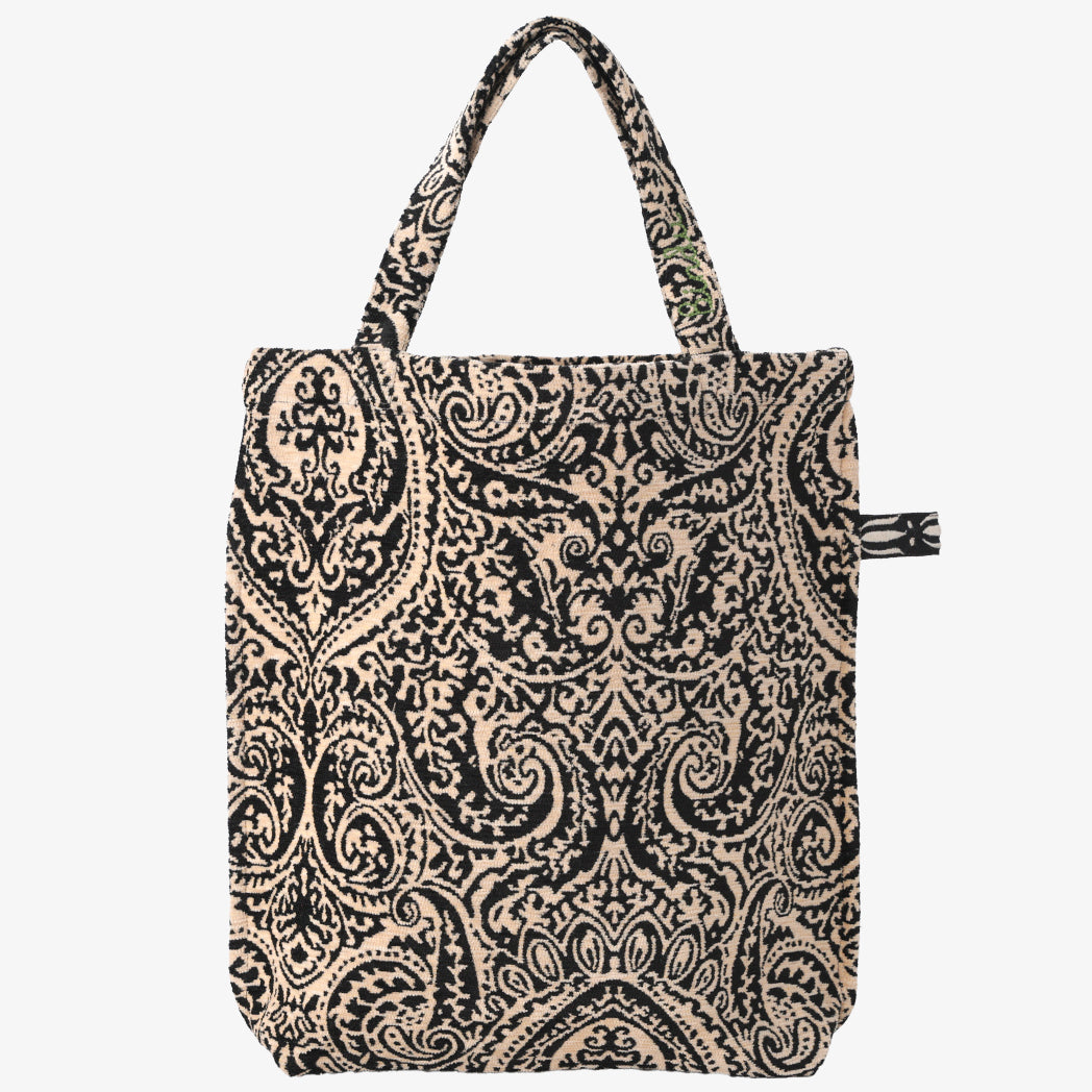 Chenille Robbie Paisley Jacquard Small Reverse Tote Bag ジャカードトートバッグ / BBB-2094 c#1 Natural Black