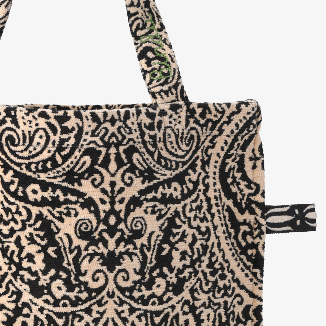 Chenille Robbie Paisley Jacquard Small Reverse Tote Bag ジャカードトートバッグ / BBB-2094 c#1 Natural Black