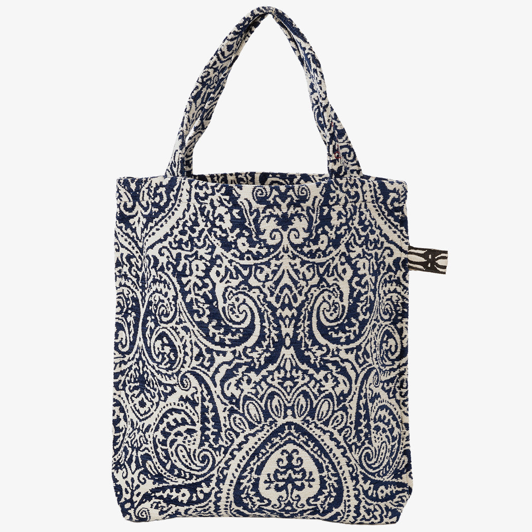 Chenille Robbie Paisley Jacquard Small Reverse Tote Bag ジャカードトートバッグ / BBB-2094 c#2 Natural Navy