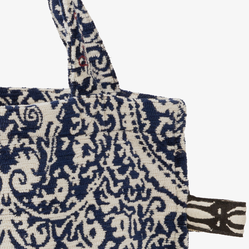 Chenille Robbie Paisley Jacquard Small Reverse Tote Bag Jacquard Tote Bag / BBB-2094 c#2 Natural Navy