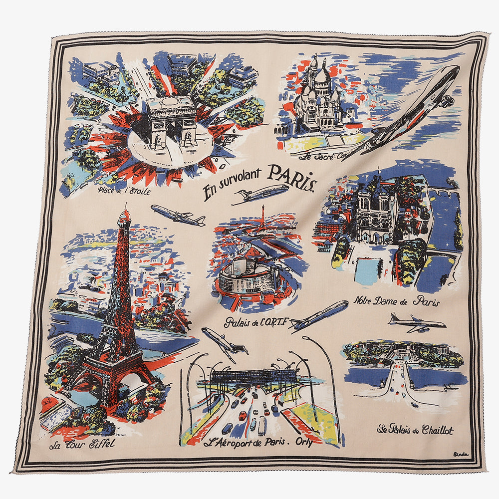 Bindu パリ マッププリント 64スカーフ Paris パリ マッププリント 64スカーフ Natural / BBB2139-Paris-c1