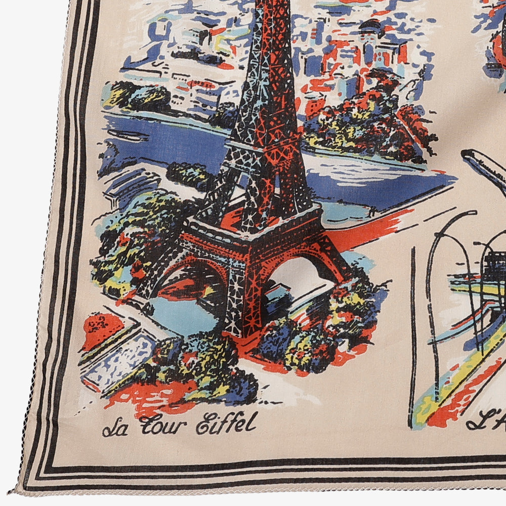 パリス マッププリント 64スカーフ Natural / BBB2139-Paris-c1