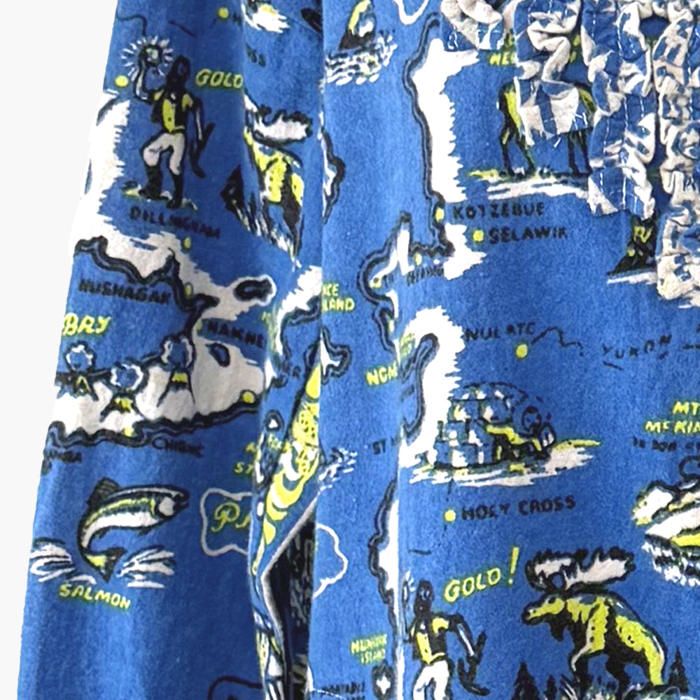 Cotton Flannel Ruffle Shirts Dress / BM1867RF-26fw-c2 ALASKA Blue