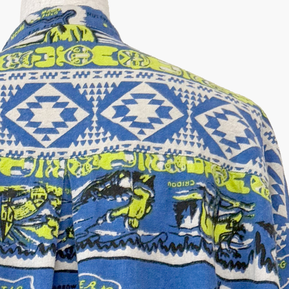 Cotton Flannel Ruffle Shirts Dress / BM1867RF-26fw-c2 ALASKA Blue