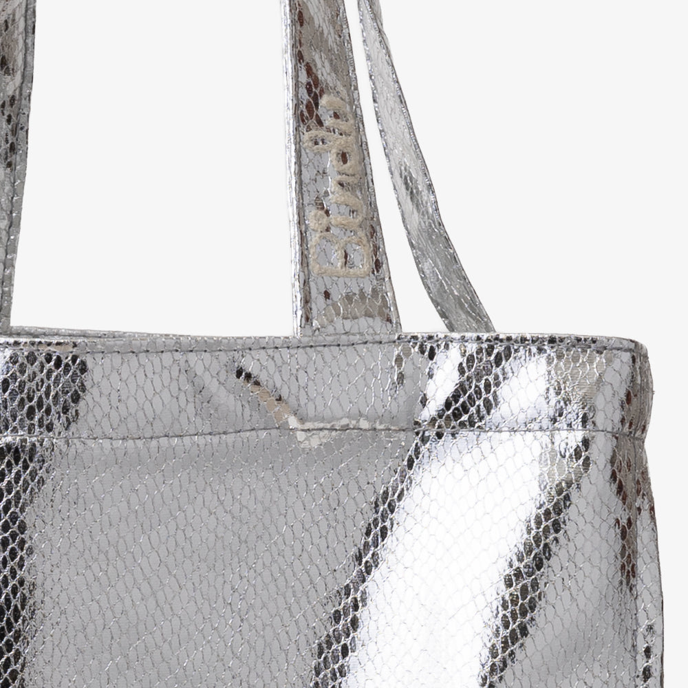 Python Shiny Outstitch Tote Silver / PD-100-26ss-c1