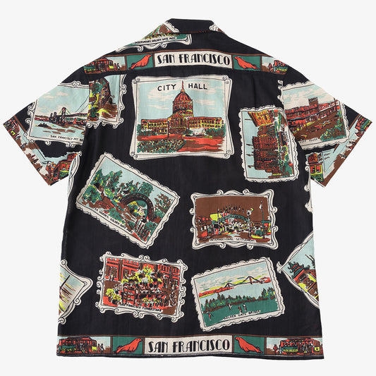 マッププリント ハワイアンシャツ SAN FRANCISCO Black / PIM7725map-25ms-c1