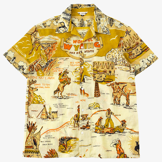 マッププリント ハワイアンシャツ WYOMING Yellow / PIM7725map-25ms-c3