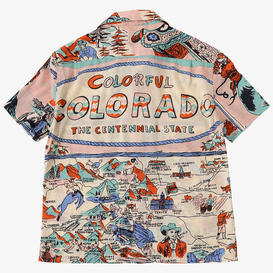マッププリント ハワイアンシャツ COLORADO Pink / PIM7725map-25ms-c6